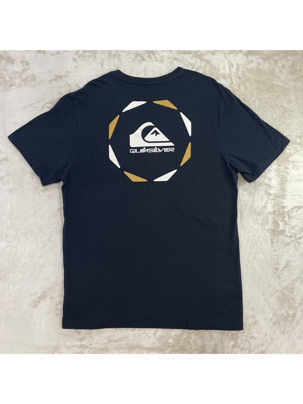 Quiksilver T-Shirt Black Mountain Wave Circle Logo Graphic Surf Skate Mens L